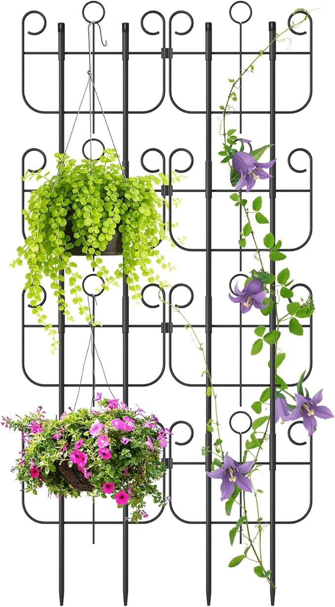 Trellis for Climbing Plants Indoor, Expandable Heavy-Duty Metal Trellis for Potted Plants Outdoor, Flowers Vine Ivy, Sturdy Houseplant Pothos Plant Climber Support, 8 Pack