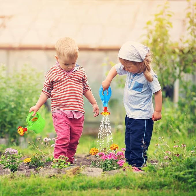 2pcs Watering Sun Flower Cartoon Watering Kettles Toy Garden Can Plastic Bucket Plant Sprinkling for (Random Color)
