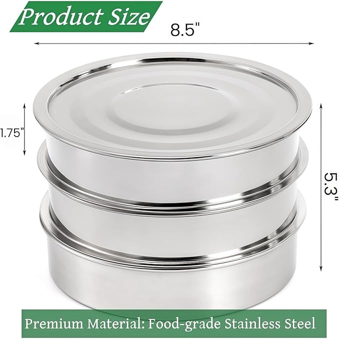 9" Stackable Stainless Steel Seed Sprouting Kit, 3-Tier Mesh Germination Tray, Seed Sprout Grower with Lid Base, Microgreens Propagator for Beans Peas Broccoli Wheat Grass, Soil Free