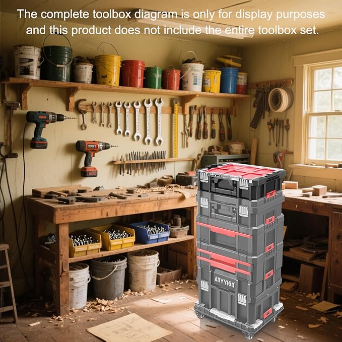 Anyyion Tool Box Organizer, 6 Movable Small Trays,Transparent Cover Plate,Small Component Toolbox, Detachable,Stackable,