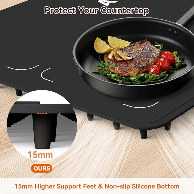 Graphene Warming Mat for Food, Dual-Zone Heating XXL 36”x17”, Food Warmer for Parties Buffets with 6 Temperature & Timer, Child Lock, Daily Use, Gift for Family, Mom, Black