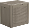 Vixzen 31 Gallon Resin Deck Box - Lockable Outdoor Storage for Patio Cushions, Garden Tools, Pool Supplies（Grey，31 Gallon）