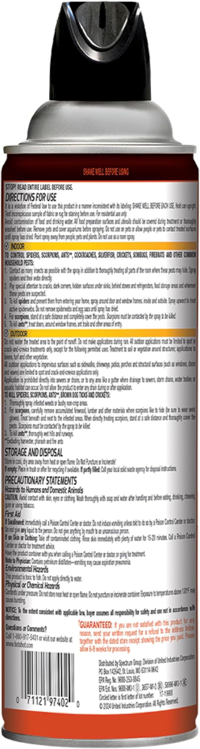 Hot Shot Spider & Scorpion Killer (Aerosol), Kills Large Spiders and Scorpions in Seconds, Including Black Widow, Brown Recluse and Wolf Spiders, 16 Ounces