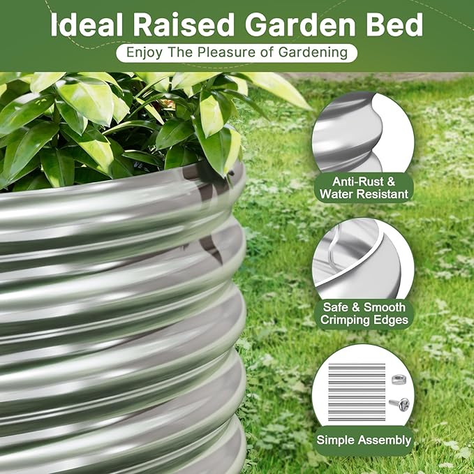 3 PCS Tall 4x2ft Galvanized Raised Garden Bed Outdoor, Metal Garden Bed for Vegetables, Above Ground Garden Box for Flower, Steel Raised Beds for Gardening