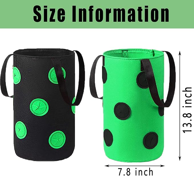 Miewslan 3 Pieces Upside Down Tomato Planter, 3 Gallons Grow Bags Hanging Strawberry Planter Strawberry Tomato Potato Vegetable Planting Bag with 13 Holes(Red+Green+Black)
