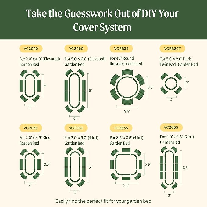 Vego garden Netting Cover System for 3.5' Round Garden Bed, 35% Shading Rate for Plant Protection, Pest Control Frame Cover Kit,(Garden Beds Not Included)