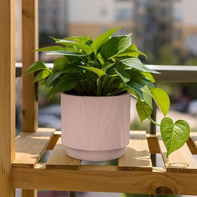 OXART Ceramic Planter with Drainage, 7.6+6.2+5 inch Plant Pot, Set of 3, Round Flower Pots for Intdoor Outdoor Plants, Home, Office, Garden, Lilies, Cacti, Succulents, Snakes, and Pothos, Pink