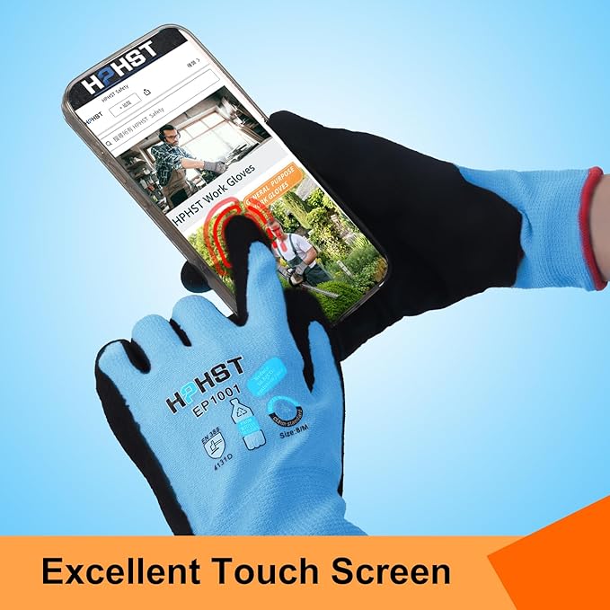 Work Gloves for Women, Eco Friendly Safety Work Gloves with Breathable Rubber Coated, Smart Touch,3 Pairs