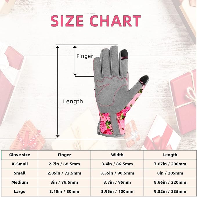 Leather Gardening Gloves for Women, Flexible Breathable Garden Gloves, Thorn Proof Working Gloves for Weeding, Digging and Pruning, Large, Pink