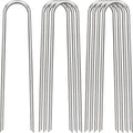 12 Inch Landscape Staples, 100 Pack Galvanized Landscape Stakes Heavy Duty 8 Gauge U-Shaped Garden Stakes, Ground Stakes for Weed Barrier Fabric, Irrigation Tubing, Fence, Outdoor Decorations
