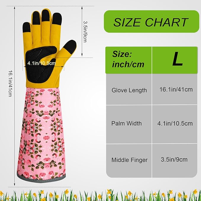 Long Gardening Gloves for Women Thorn Proof Leather Garden Gloves Breathable Working Gloves for Women Yard Outdoor