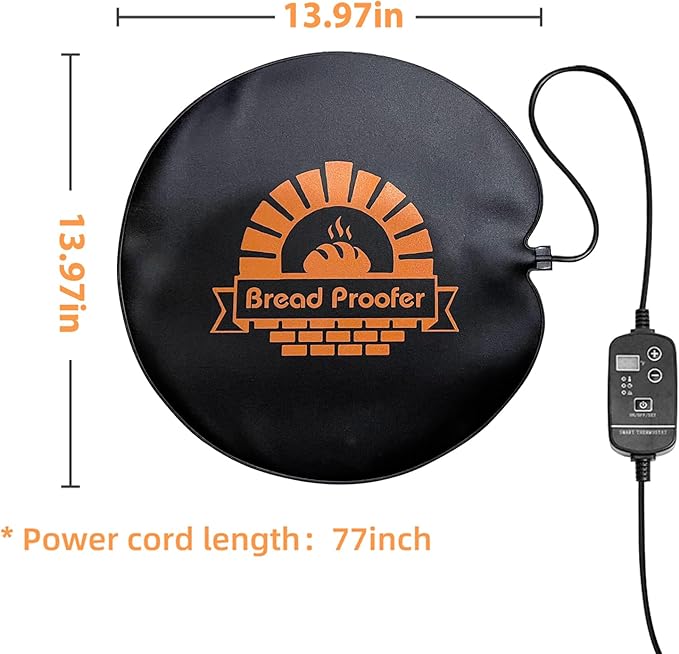 Bread Proofer Warming Mat - Sourdough Warming Mat Sourdough Dough Proofer for Fermenting with Thermostat Control Adjustable Temperature 59°F - 140°F (Round)