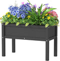 Small HDPE Raised Garden Bed, Elevated Planter Box with Legs, Outdoor All-Weather Planter Raised Beds for Seeds, Herbs, Flowers, Vegetables (Black)