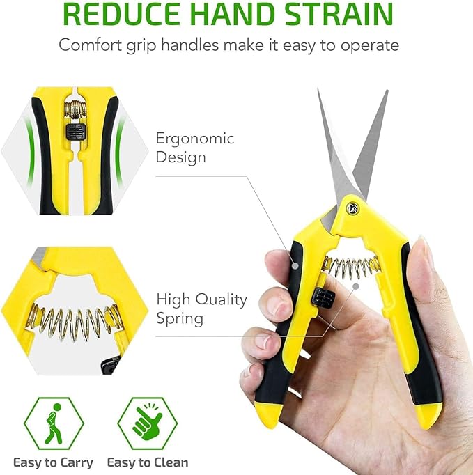 iPower 4Pcs 6.5'' Pruning Shears for Gardening Hand Pruner Trimming Scissors with Straight Stainless Steel Blades for Bonsai, Herb, Bud, Hedge, Yellow