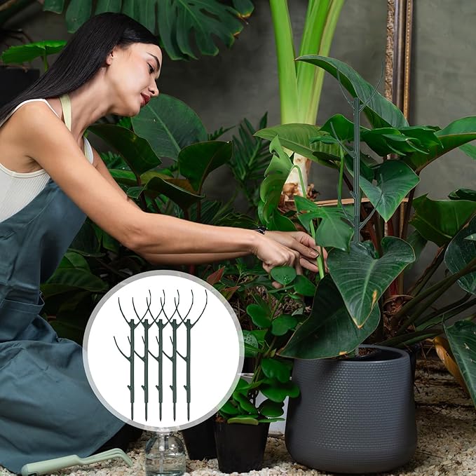 5 Pcs Stackable Plant Support Stakes, Stem Holder Structures Frame & Plant Cage Support Indoor & Outdoor Houseplant Stem Support Rings Strong Trellis Alternative for Climbing & Potted Plants