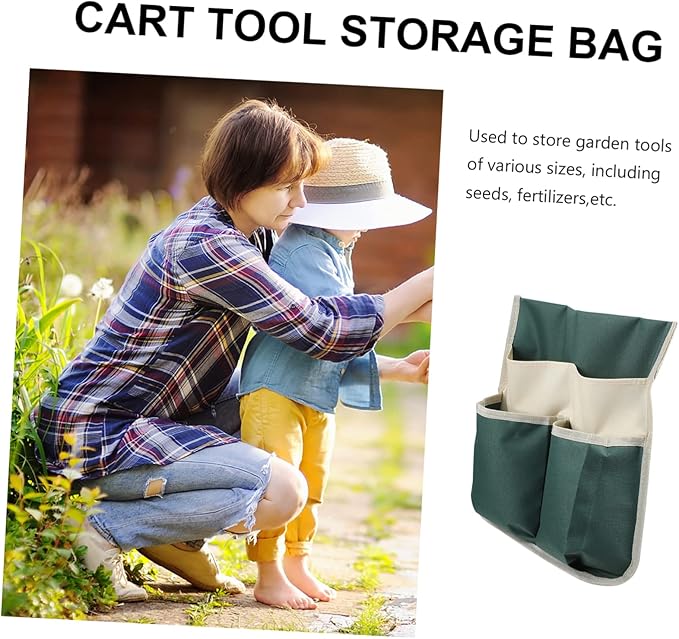 Garden Tool Bag for Kneeler Seat with Multiple Pockets Large 12.6X12.2 Inch Durable 600D Organizer Pouch for Garden Weeding Tools and Hand Hoes