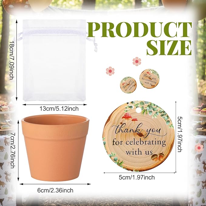 Ctosree 50 Sets Woodland Baby Shower Favors for Guests Baby Is Blooming Themed Seed Packets Include Self Adhesive Seed Packets Flowerpot Thank You Tags Organza Bags for Woodland Animal Party Favors