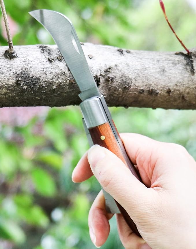 QWORK Grafting Gardening Knife, Flexible Grafting Kit, Double-Blade Garden Knife for Budding Pruning, with 2 Plants Repair Tapes for Floral Fruit Tree