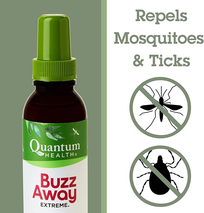 Quantum Health Buzz Away Extreme - DEET-free Insect Repellent, Essential Oil Bug Spray - Small Children and Up, Travel Friendly, 4 Fl Oz