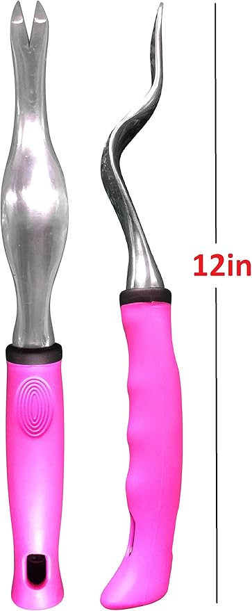 Garden Guru Pink Hand Weeder Tool with Ergonomic Handle - Weed Puller for Planting, Weeding, Flower and Vegetable Care in Lawn Garden Yard | Rust Resistant (2 Pack)