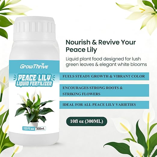 10oz Liquid Peace Lily Fertilizer & Organic Plant Food | Chemical-Free Microbial Probiotic Nutrients for Indoor Houseplants & Spathiphyllum