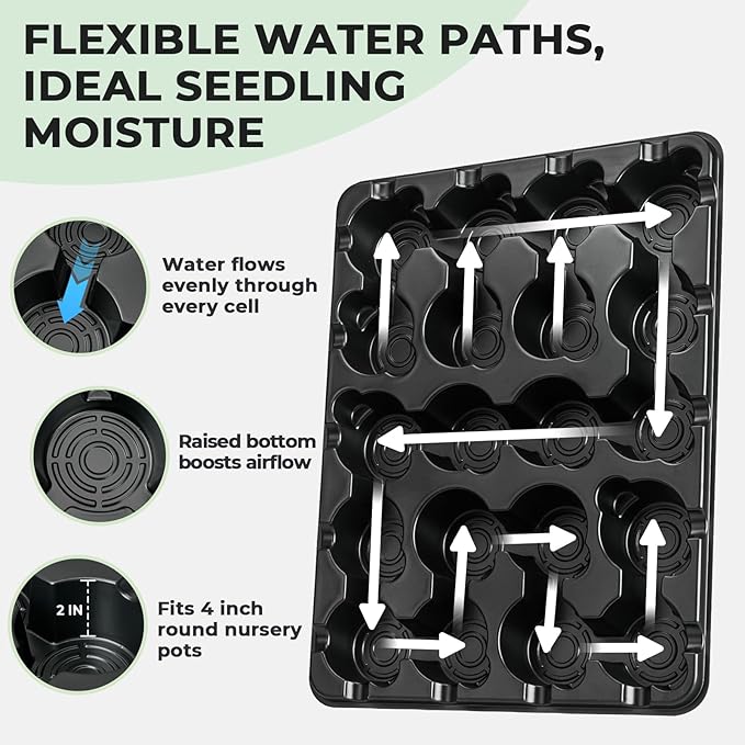 homenote 3 Inch Seed Starting Trays 10 Pack, 20-Cell Seedling Starter Trays for Indoor Outdoor Growing, Plant Starter Germination Trays for Pots Seedlings Compatible with 3" Nursery Pots