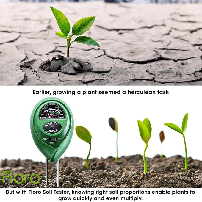 3-in-1 Soil Tester – Measures Light, Moisture & pH - Professional Gardening Tool for Farm, Kitchen Garden – No Batteries Required – Easy to Read Indicator - for Indoor or Outdoor Use
