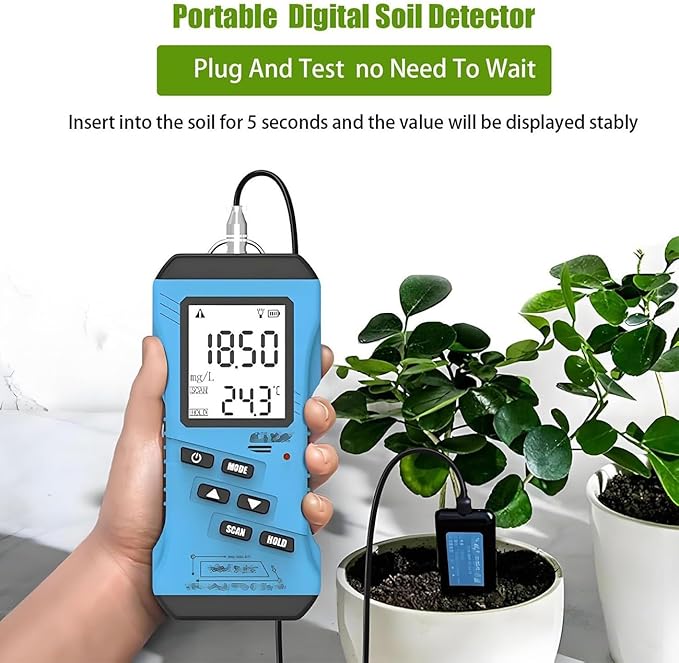 Portable Dissolved Oxygen and NPK Tester, Backlit LCD Soil Test Kit for Garden, Lawn, Farm, Indoor and Outdoor Plants