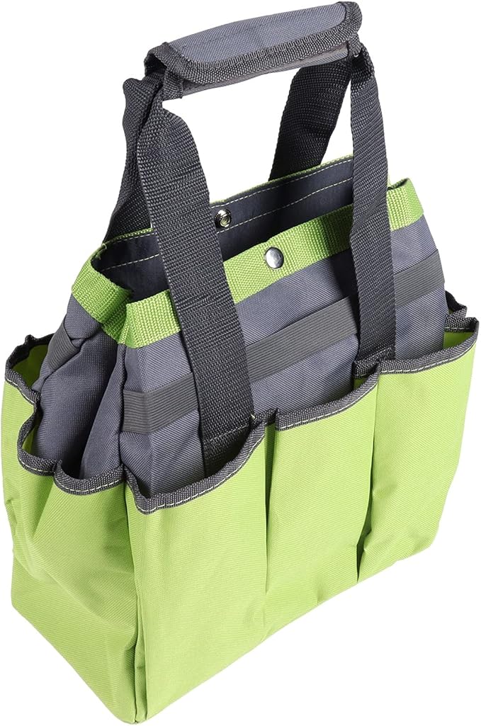 Large Capacity Tool Storage, Garden Tote, Portable Gardening Tools Carrier with 9 Pockets, Comfortable Handle and Elastic Straps, Oxford Cloth for