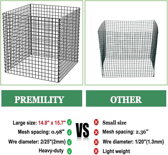(8 Packs) Wire Plant Protector, 14.8" L x 14.8" W x 15.7" H Plant Protectors from Animals, Large Garden Plant Cage, Protect Plants, Shrubs and Vegetables from Rabbits, Heavy-Duty