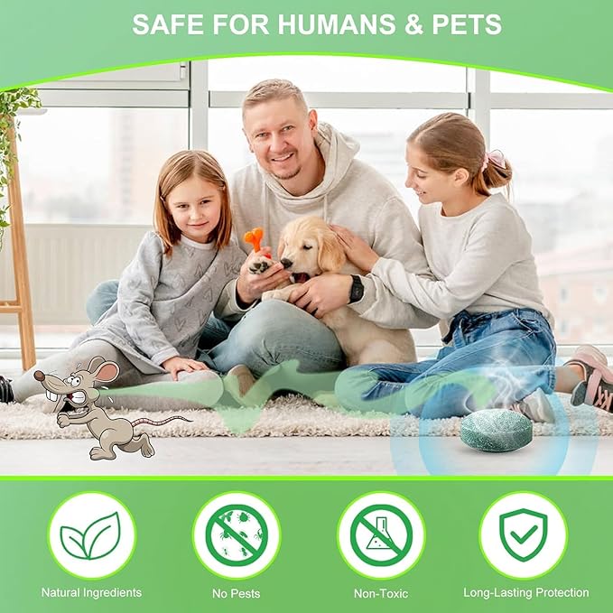 24PCS Mouse Rodent Repellent, Natural Mouse Repellent Peppermint Oil for Mice, Rats, Squirrels, Spiders and Pests, Keeps Pests Away Effectively from Garden & Home, Indoor & Outdoor Use