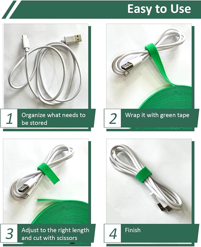 65.6 Ft Plant Ties Garden Tape, Reusable Adjustable Plant Clips for Climbing Plants, Green Nylon Self Adhesive Plant Twist Tie Strap to Support Gardening Plants