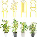 4 Pcs Indoor Plant Trellis for Climbing Plants, Small Trellis for Potted Plants, Garden Metal Trellis Plant Support Trellis with Different Patterns for Vine Ivy Flower (Boho,Gold)