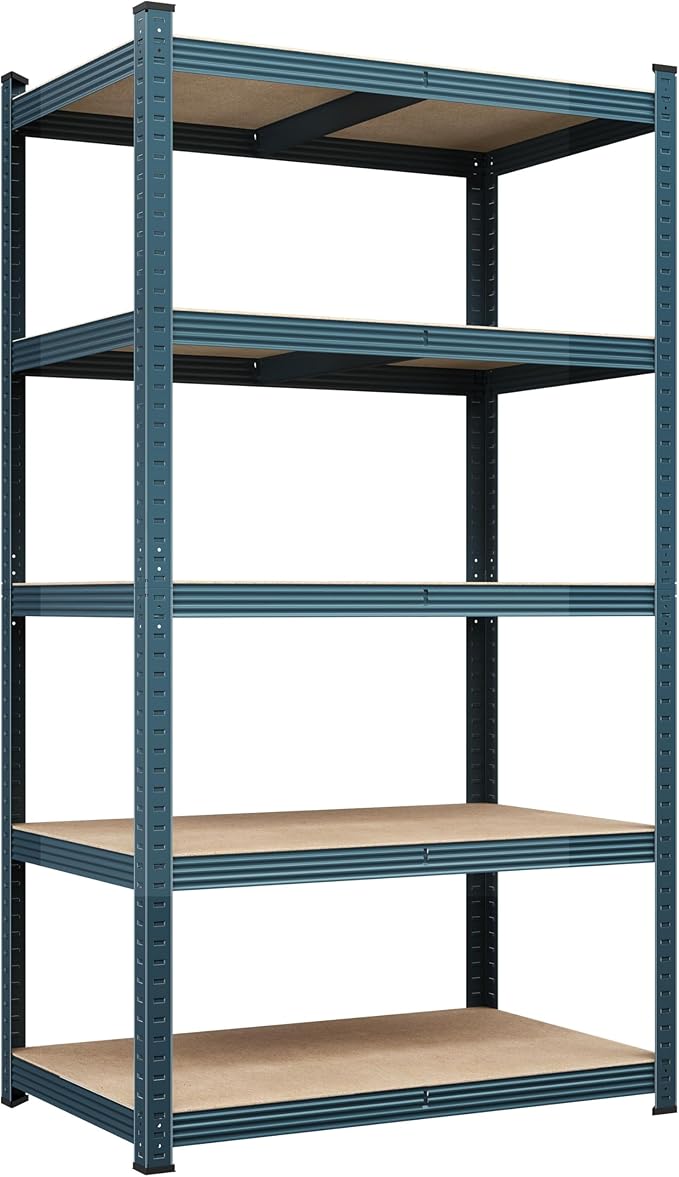 Yaheetech Storage Shelves, 5 Tier Heavy Duty Adjustable Metal Shelving Unit, Industrial Utility Rack for Garage Warehouse Pantry Closet (35.5 W x 16 D x 71 H Inches, Neptune Blue)