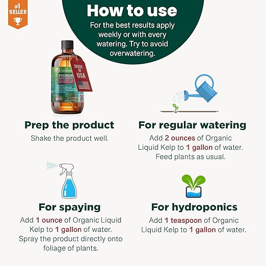 Citrus Tree Specific Organic Liquid Kelp Fertilizer by Gardenera - 32 oz - Maximize Citruses Growth and Fruit Development Naturally