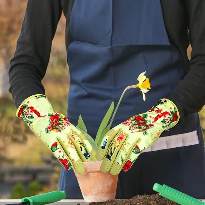 Leather Gardening Gloves for Women Thorn Proof Garden Gloves Touch Screen Working Gloves Gifts,M