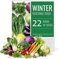 22 Winter Seeds Variety Pack for Planting, Over 10,000 Vegetable Seeds, USA Grown, Heirloom, Non-GMO, for Indoor Outdoor Gardening, Lettuce, Kale, Kohlrabi, Broccoli, Spinach, Carrot and More