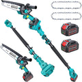 Electric Pole Saws for Tree Trimming, 2x4000mAh Brushless Mini Chainsaw Cordless with Extension Pole, Battery Powered Hand Held Chain Saw Pole Pruner for Cutting Tree Limbs, Gifts for Father's Day