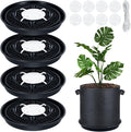4 Pack 14'' Self-Watering Fabric Pot Base - Auto-Irrigation System Plant Saucer for 5 Gallon Fabric Pot, Auto Watering Plant Water Tray Self Watering System for Indoor Greenhouse Grow Tent Garden