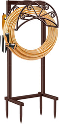 TomCare Garden Hose Holder Heavy Duty Water Hose Holder Holds 160 FT Hoses 4 Spikes Hose Reel Freestanding Hose Hanger Sturdy Hose Storage Stand for Outside Yard Lawn