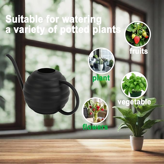 Plant Watering Bottle, 400ml/14oz, Retro Style Watering Can, Matte, Frosted (Black)