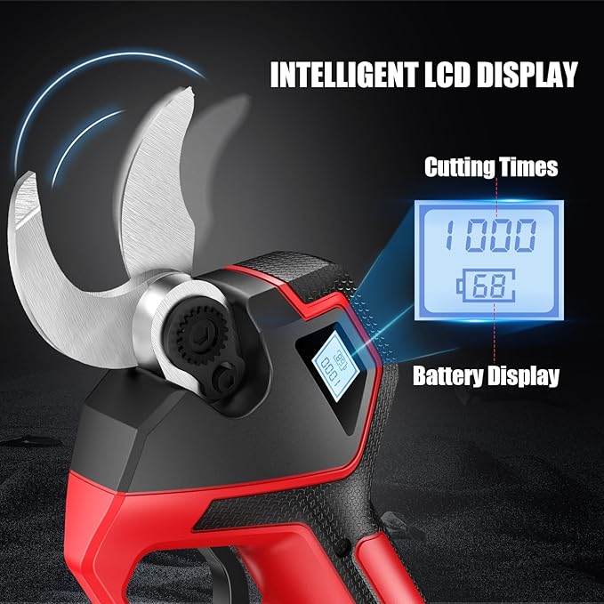 (Upgraded Version) Electric Pruning Shears, Large 2.75 inch Cutting Diameter Brushless Motor Cordless Pruning Shears with LED Display, Battery Pruners with Replacement SK7 Blades, 2Pcs Batteries