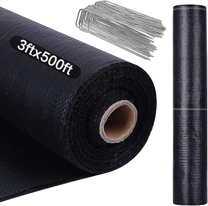 3FT x 500FT Weed Barrier Landscape Fabric, Premium Heavy Duty Woven Garden Ground Cover Weed Block Control Mat Cloth for Gardening, Planting, Farming, Landscaping Flower Bed Driveway