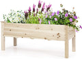 COSTWAY Raised Garden Bed, Elevated Fir Wood Planter Box for Vegetables, Herbs & Flowers – 47.5” x 17” x 20” for Backyard, Patio & Balcony