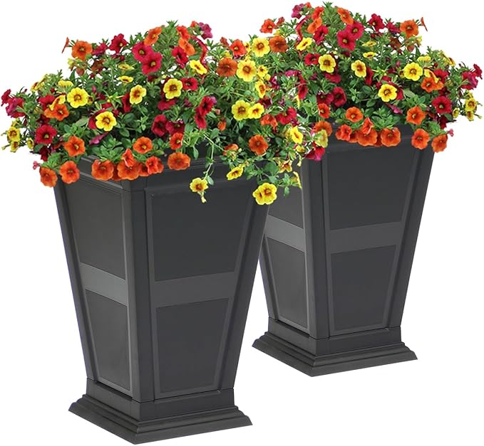 FCMP Outdoor - Modemmo Chelsea Self-Watering Planter (2 Pack), Black