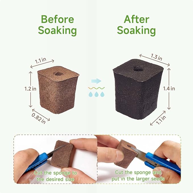 50 Pack Hydroponics Grow Sponges -Square Sponge Replacement Part Replacement Root Growth Sponge Seed Pods for Hydroponic Garden Indoor Growing System, Seed Starter Sponges Pod Kit