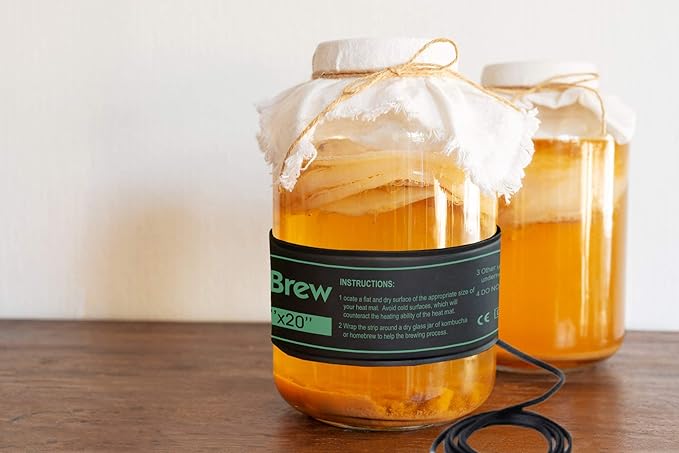 3"x20" Kombucha Wrap Around Fermentation Heating Strip or Seed Starting Heating Mat with Horizontal Thermometer
