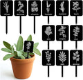 Whaline 24Pcs Acrylic Plant Label Signs 12 Styles Garden Herb Markers Plant Stake Tags Black Waterproof Tags with Herb Names for Nursery Indoor Outdoor Garden Decoration