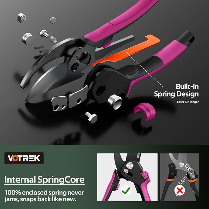 Pruning Shears for Gardening, [Patented Stepless Handle Opening] - Garden Scissors with Ultra-Sharp SK5 Steel for Weak Hand, Universal Fit for All Hand Sizes, Effortlessly Cuts 1-Inch Branches