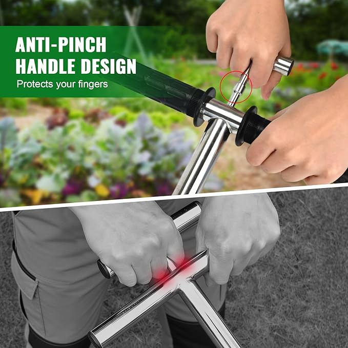 40 Inch Soil Sampler Probe, Stainless Steel Soil Core Sampling Tool with T-Handle, Heavy Duty Soil Probe for Lawn, Garden, Farm & Soil Testing